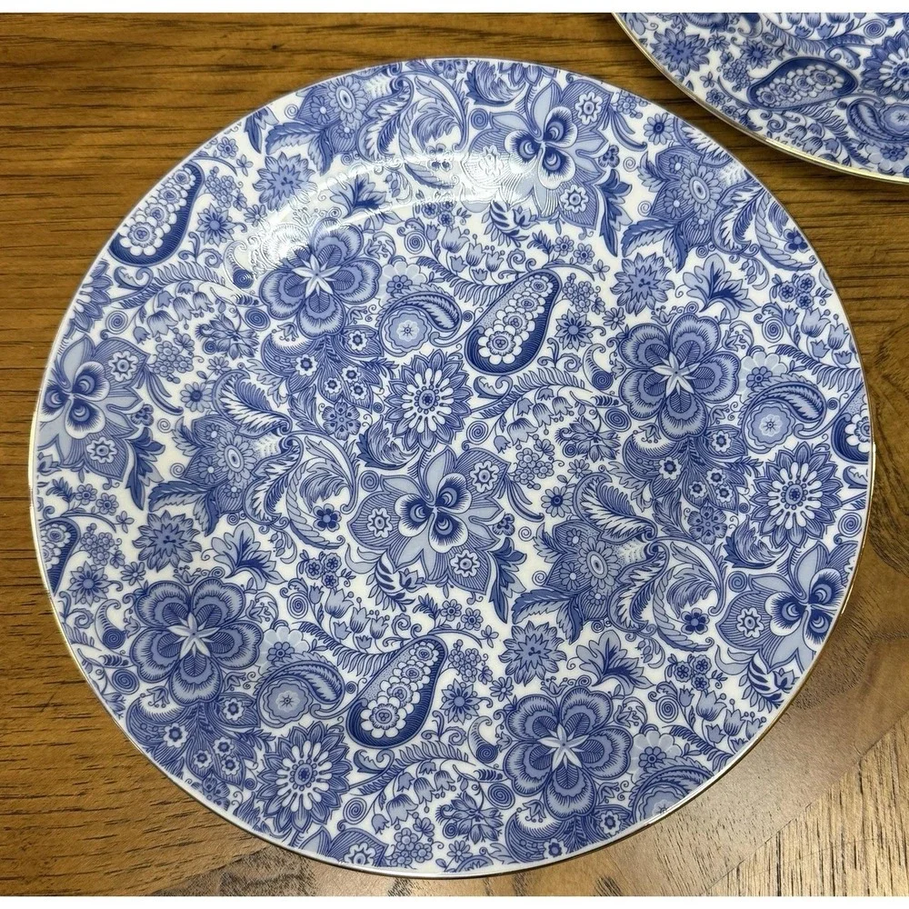 5‎ Antique Reflections J Godinger Blue Floral Dessert Plate 7.5
